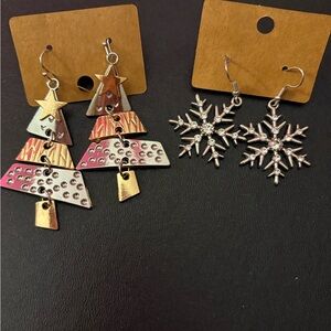 Festive Tree and Snowflake Earrings